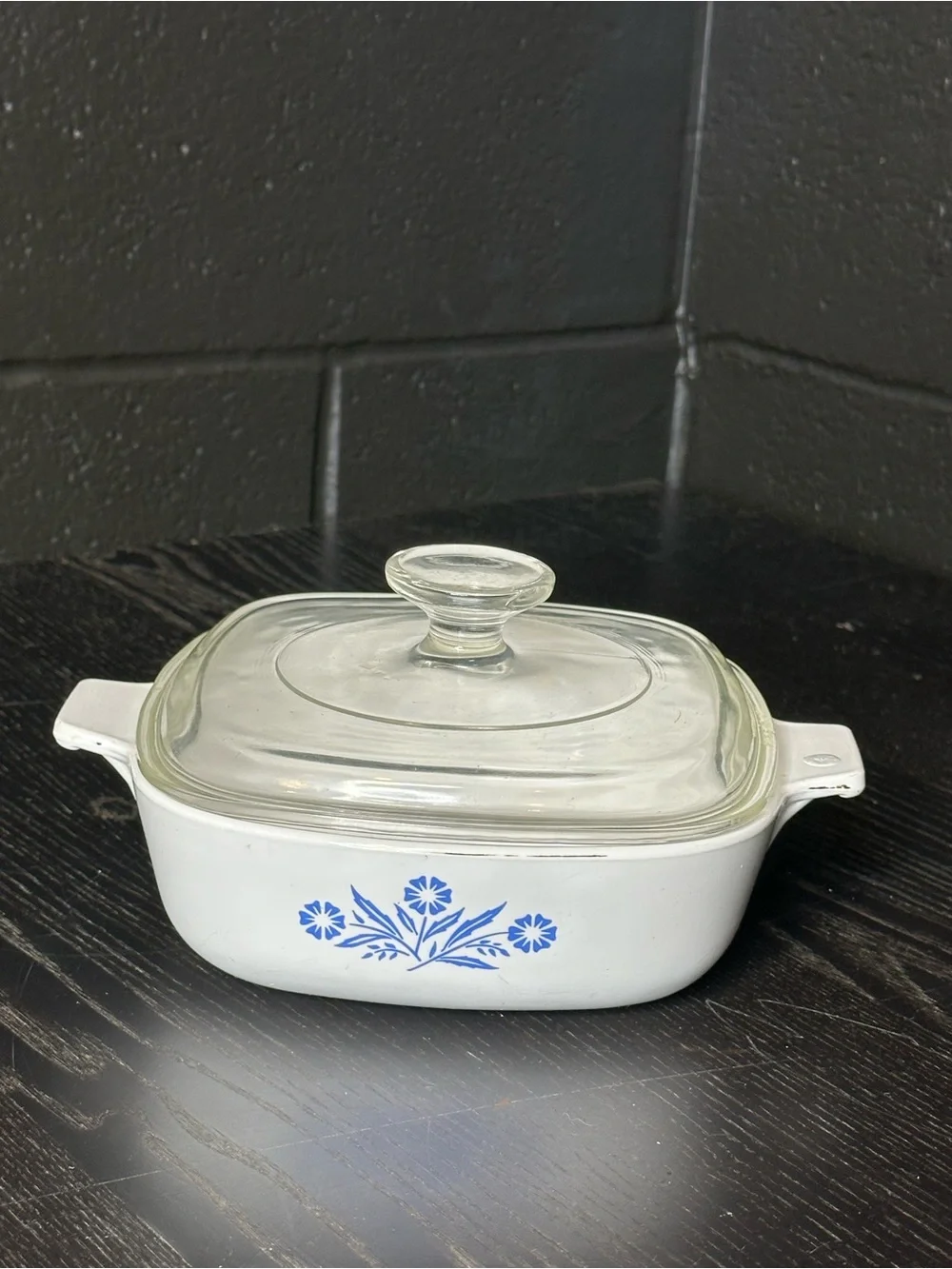Corningware White Covered Casserole with Blue Logo and Floral Mark - Picture 4 of 12